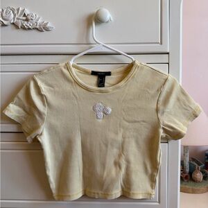 Yellow Tee with Embroidered Design
